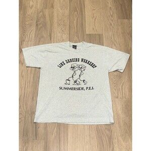 Vintage Single Stitch Line Dancing Graphic T Shirt Gray Heather XL Canada Cowboy